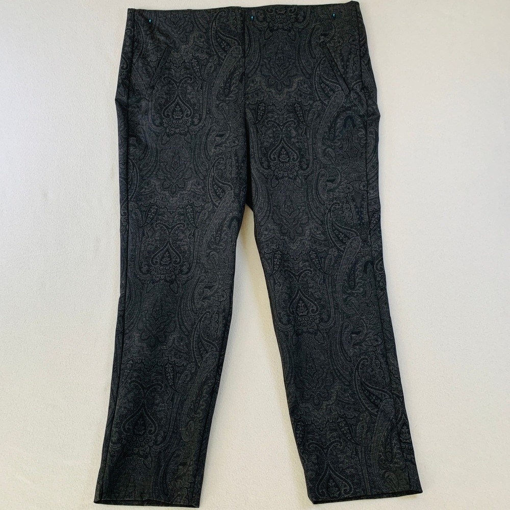 Chico's Women Fabulously Slimming Ponte Pull-On Ankle Pants Paisley Gray 3 XL/16